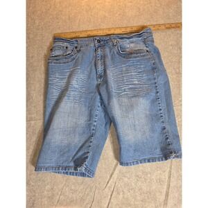 Apollo Jeans Mens Denim Shorts Light Wash Studded Back Flap Pockets Size 36